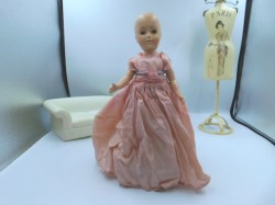 11 INCH 1950S HARD PLASTIC FASHION DOLL, ORIGINAL PINK GOWN, CRINOLINE, SHOES 